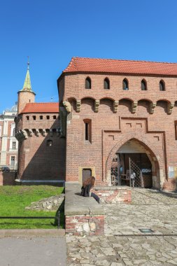 Krakow, Polonya Barbakan sur görünümü