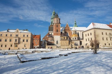Polonya Cracow kalenin bir kış görünümü