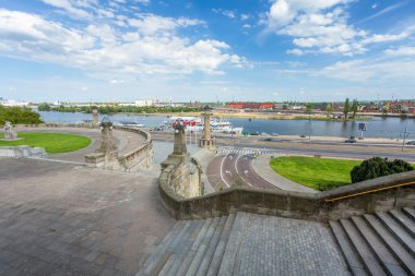 Bir görünümü Szczecin şehrin Chrobry dolgu, Polonya