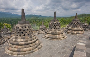 Borobudur tempe, Budist /Java Adası, Endonezya'nın kutsal yere bir görünümünü