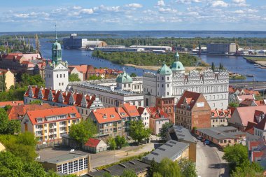 Szczecin, Polonya şehirde bir görünümünü