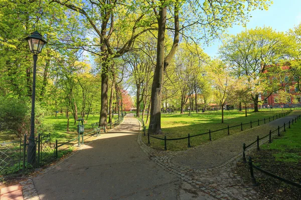 A view of the Planty park the most famous place for walks in Krakow. Poland — Stock Photo, Image