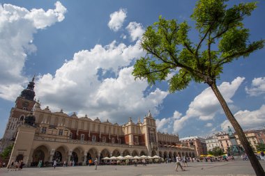 Bir görünümü, Krakow, Polonya eski Meydanı (sukiennice)