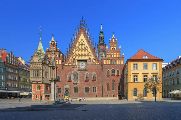 Una vista de la antigua plaza de Wroclaw, Polonia — Foto de Stock