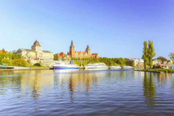 Kilátás nyílik a Szczecin város Lengyelországban — Stock Fotó