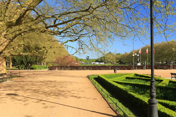 View of the Szczecin city, public park in spring — Stock Photo, Image