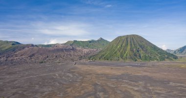 Endonezya Bromo yanardağ manzarası. Manzara