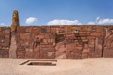 View of the Tiahuanaco, Pre Columbian historical ruins in Bolivia clipart