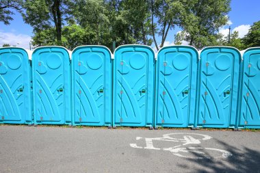 View of the portable public toilets clipart