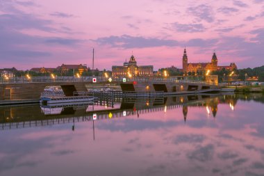 Szczecin kenti, tarihi merkezi akşam