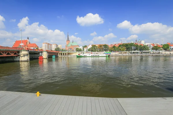 Zobacz panoramę Szczecina / waterfront / Polska — Zdjęcie stockowe
