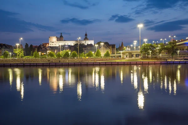Szczecin la nuit, paysage urbain — Photo