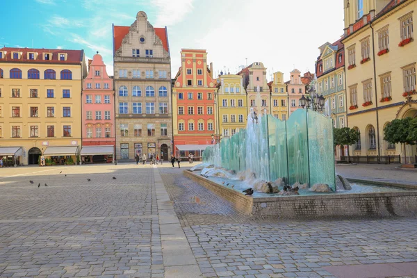 มุมมองของ Marketplace ใน Wroclaw โปแลนด์ — ภาพถ่ายสต็อก