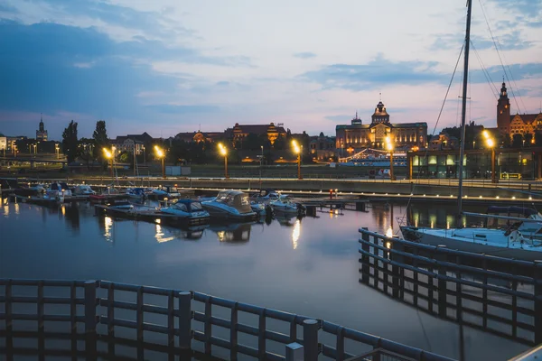 Szczecin de noite, Polónia — Fotografia de Stock
