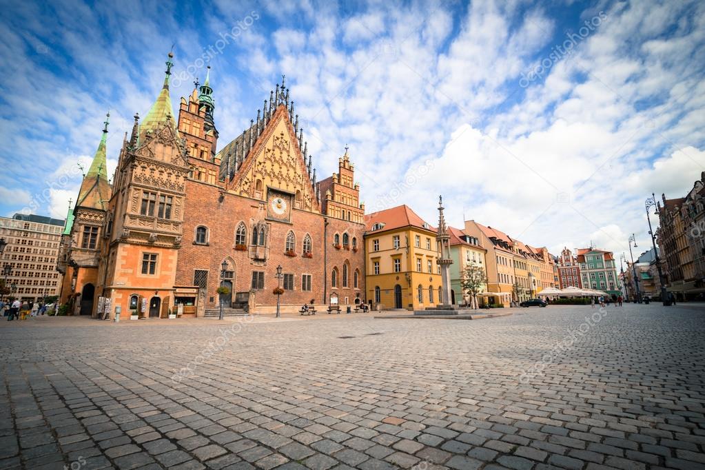 View of the historical marketplace in Wroclaw / Poland