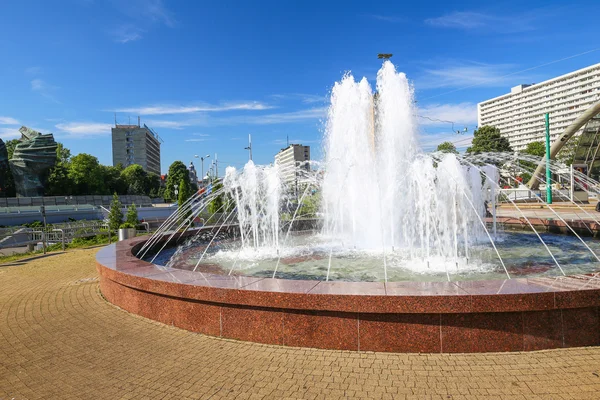 Pohled na fontány v Katowice — Stock fotografie