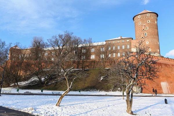 Veduta del castello reale di Cracovia durante l'inverno — Foto Stock
