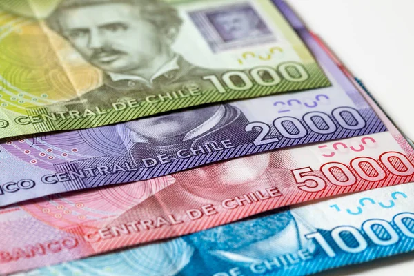 Чілійська Валюта Песо Різні Банкноти — стокове фото
