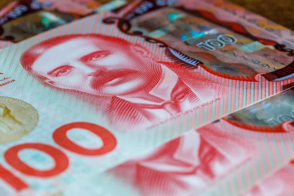 Валюта Нової Зеландії Багато Грошей Банкноти Сто Доларів Бізнес Фінансова — стокове фото