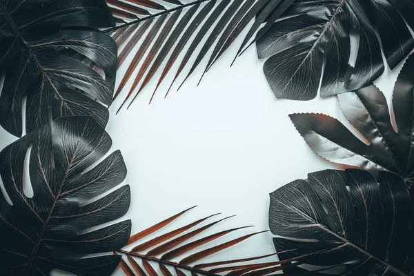 Tropical Leaves Surreal Colors Onwhite Background Minimal Concept Creative Space — Stock Photo, Image