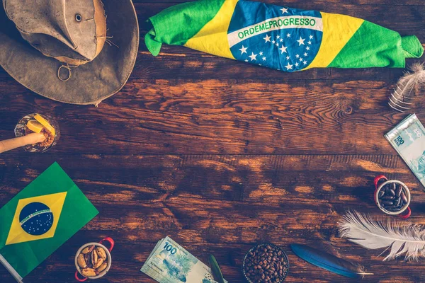 Simboli Brasiliani Con Uno Spazio Vuoto Proprio Testo Cose — Foto Stock