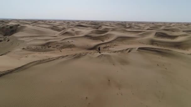 Wandelen Woestijn Woestijn Beschieten Met Een Drone — Stockvideo