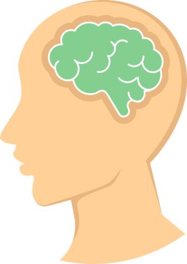 Düz biçimli beyin simgesi beyaz arkaplanda izole