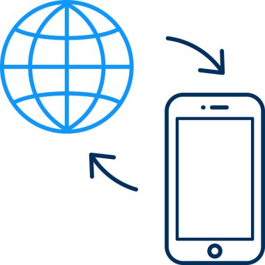 Akıllı telefon ve dünya ikonu. vektör illüstrasyonu