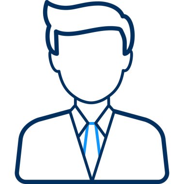 Düz biçimli kullanıcı avatar simgesi beyaz arkaplanda izole edildi. Yönetici sembolü illüstrasyonu