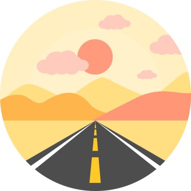 Dağ manzaralı yol, vektör çizimi