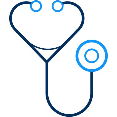 Beyaz arkaplanda steteskop simgesi, vektör illüstrasyonu