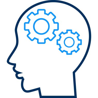 kafa ve dişli ikonu. vektör illüstrasyonu