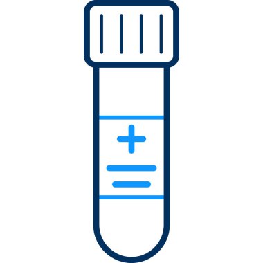 Tıbbi ampul vektör ikonu. biçim iki renkli düz sembol, mavi ve gri renkler, yuvarlak açılar, beyaz