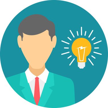 İş adamı fikir ve vektör çizimi hakkında düşünüyor