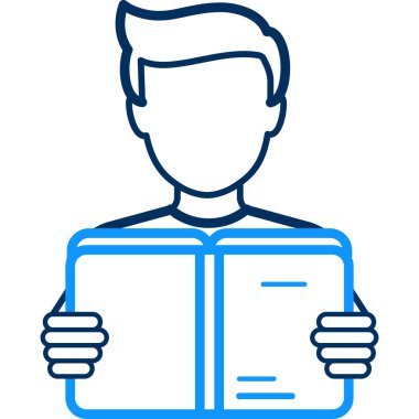 Adam kitap simgesi, vektör illüstrasyonu okuyor