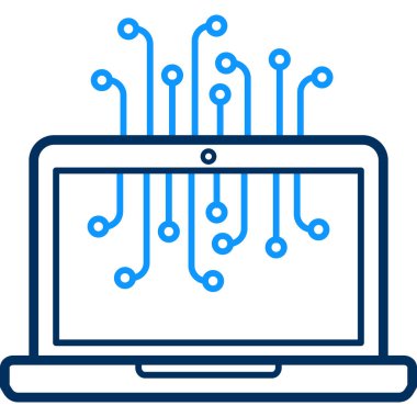bilgisayar ve devre kartı simgesi, vektör illüstrasyonu