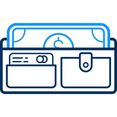 Para simgesi vektör illüstrasyonlu cüzdan
