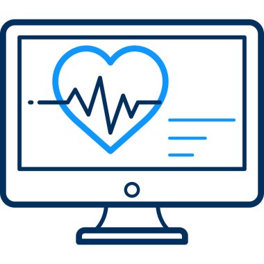 Bilgisayar ekranındaki kalp kardiyogramı, vektör illüstrasyonu