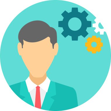 Vites tekerleği vektör simgesine sahip iş adamı