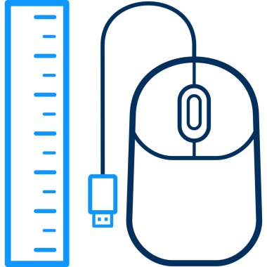 bilgisayar faresi ve cetvel, vektör illüstrasyonu