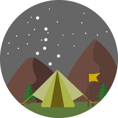 Geceleri dağ manzarasının vektör çizimi