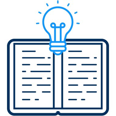 Ampul ve kitap simgesinin vektör çizimi