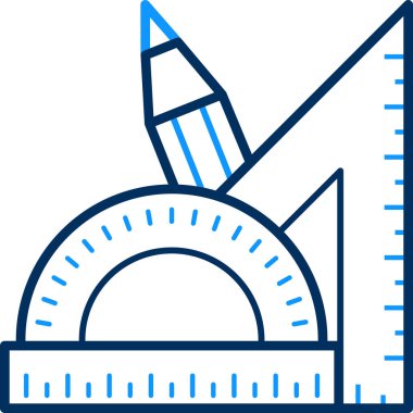 Cetvel ve kalem satırı vektör simgesi