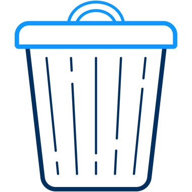 Beyaz arkaplanda izole edilmiş düz biçimdeki çöp kutusu simgesi