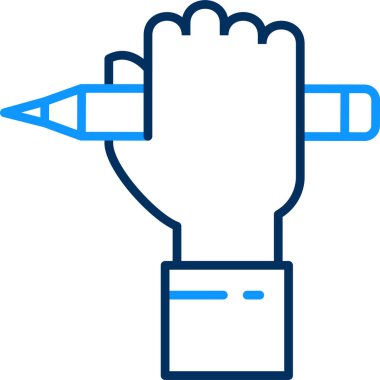 Bir kalem tutan el, vektör çizimi