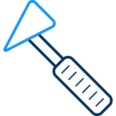 Çekiç simgesi. Vektör biçimi yuvarlak açılı düz ikonik sembol, cyan rengi, beyaz arkaplan.