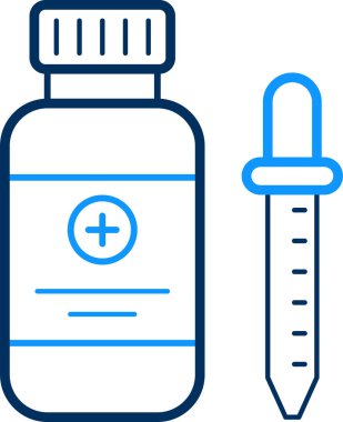 Şişe vektör simgesi. biçim iki renkli düz sembol, düz mavi renkler, yuvarlak açılar, beyaz arkaplan