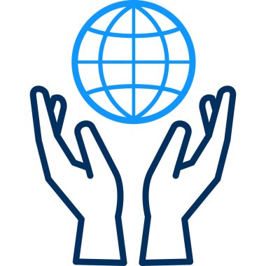 Dünya ikonunu tutan eller tarafından temsil edilen küresel koruma kavramı. izole ve düz illüstrasyon