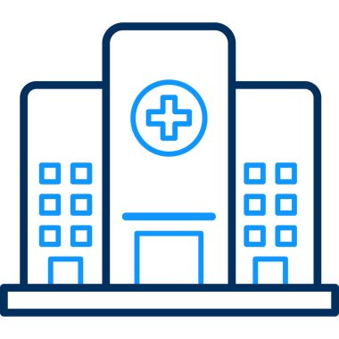 Hastane binası vektör ikonu. tıbbi klinik ve ofis hizmetleri teması.