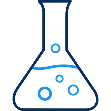 Beyaz arkaplanda mavi renkli test tüpü simgesi izole edildi. vektör illüstrasyonu